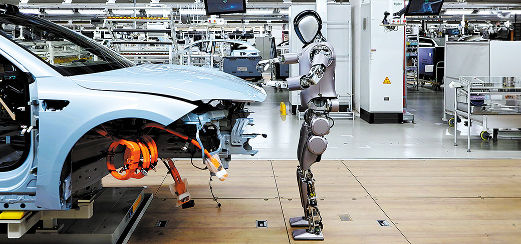 Un robot humanoïde de la société UBTECH Robotics au travail dans une usine d’automobiles à Hefei, dans la province d’Anhui. PROVIDED TO CHINA DAILY
